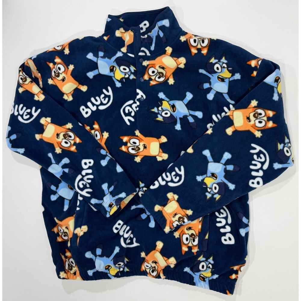 Bluey Adult Navy Blue Fleece Pullover Unisex Large